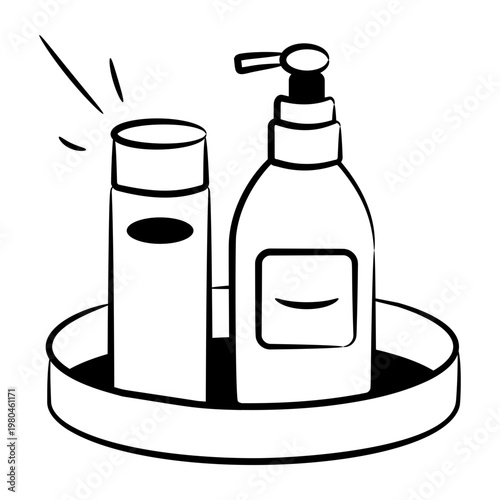 A doodle style icon depicting a skincare
