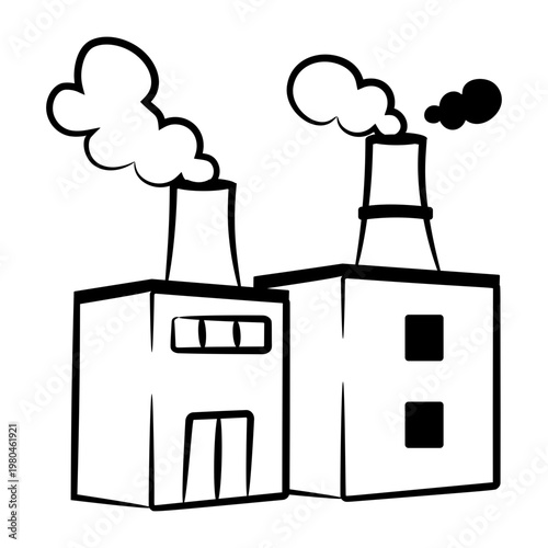 Doodle style icon showing an air pollution