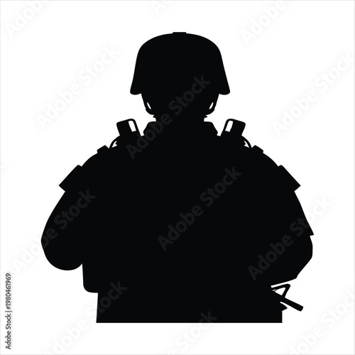 Military team vector silhouette line art logo design concept illustration idea