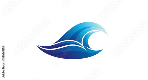 Stylized Blue Wave Logo Design with Dynamic Water Movement.