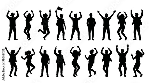 Celebration  Lifestyle People Silhouettes - Black Vector Glyph Art Collection