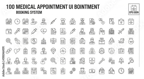 Medical Appointment UI Icons - A Comprehensive Booking System Design.