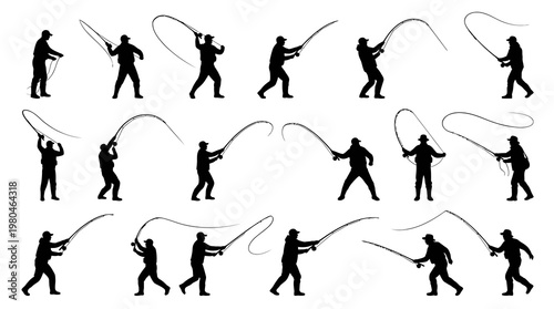 Fisherman Silhouette Set