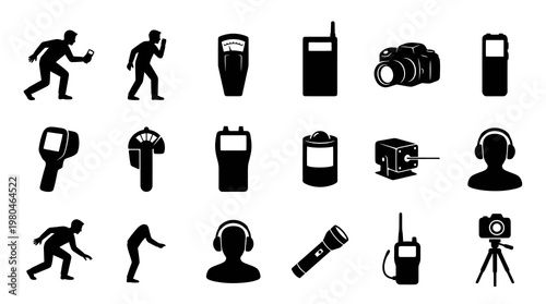 Black  White Icons: Ghost Hunting and Paranormal Investigation Gadgets