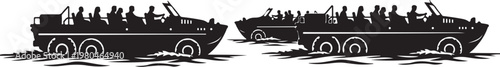 Black, military, speedboat, silhouette, vector graphics, amphibious vehicle, military equipment