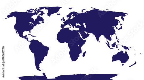 Global Map of the World - A Comprehensive Representation of Continents and Oceans on Earth