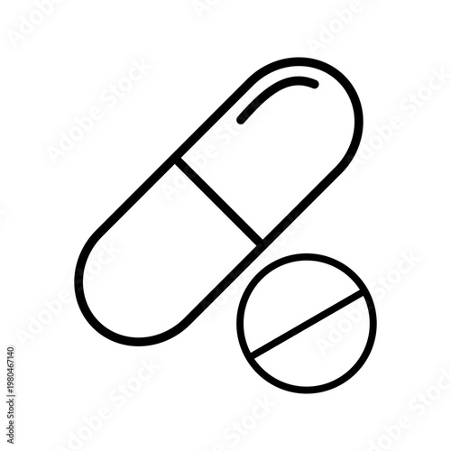 Medicine, pharmacy, capsule vector icon isolate on white background.