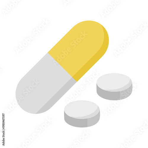 Medicine, pharmacy, capsule vector icon isolate on white background.