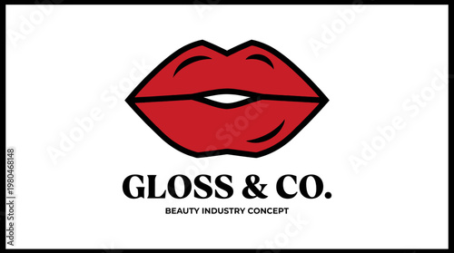Bold and vibrant red lips logo design representing a modern beauty industry concept, perfect for cosmetic brands and fashion businesses seeking a stylish emblem