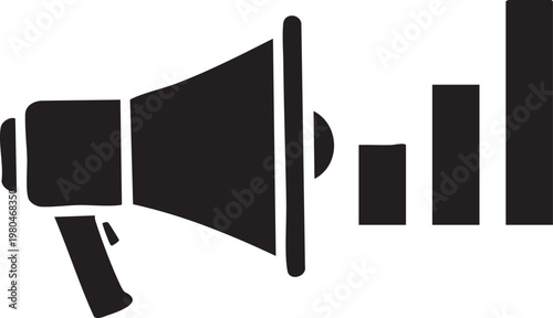 Megaphone, sound wave, communication, loudspeaker icon, vector