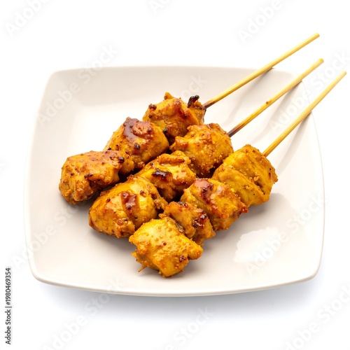 Golden Grilled Chicken Skewers Served as a Delicious Appetizer