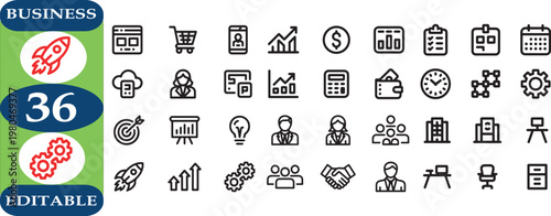 Vászonkép Business editable icons set for presentation and infographic design  thirty six