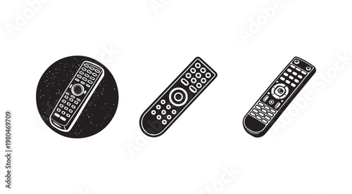 Remote controls for television or computer on white background for design and technology concepts  remote controls for media devices