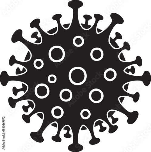 Black Covid-19 virus, coronavirus, pandemic, disease, medical icon, vector illustration