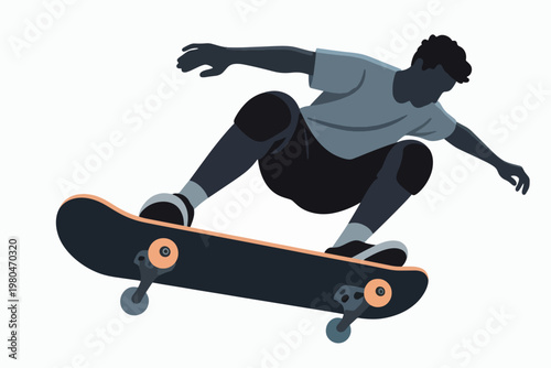 Illustration Of A Man Doing A Skateboard Trick Vector Design Template