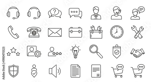 Collection of various customer service and support icons for business.