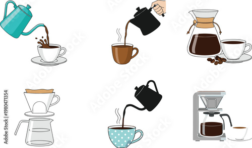 Cute Sick Girl Character Illustration Set Showing Fever, Cold, Flu Symptoms with Thermometer and Different Facial Expressions in Flat Cartoon Style