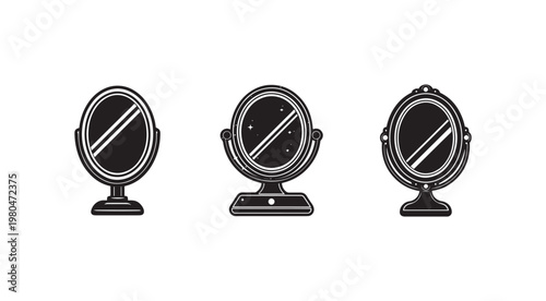 Three makeup mirrors with different designs and features for personal grooming and beauty routines