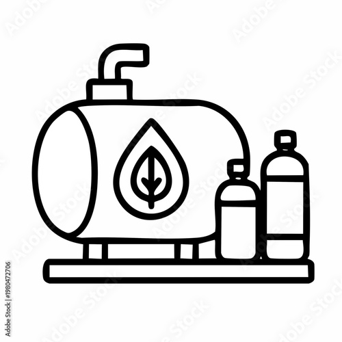 Eco-friendly energy storage solutions with fuel tanks and storage containers, illustrating sustainable resource management and green technology