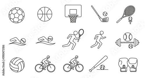 Collection of various sports icons, representing different athletic activities and games.