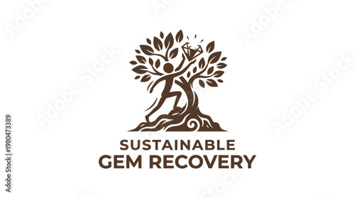 Sustainable Gem Recovery Logo with Tree and Figure