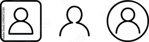 user account icon variations flat line art for interface