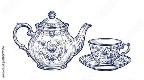 Elegant Vintage Tea Set with Floral Design
