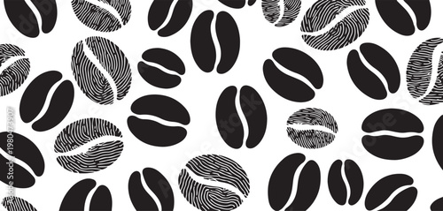 coffee bean illustration repeat pattern vector for packaging