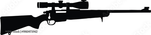 rifle long barrel scope stock trigger guard silhouette vector