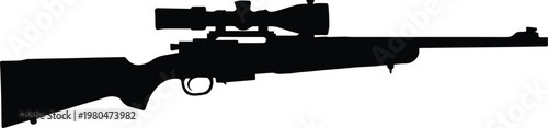 rifle silhouette with scope bolt action sniper rifle vector