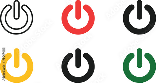 power switch symbol set outline solid styles