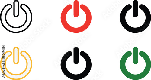 power button icon set multicolor vector illustration