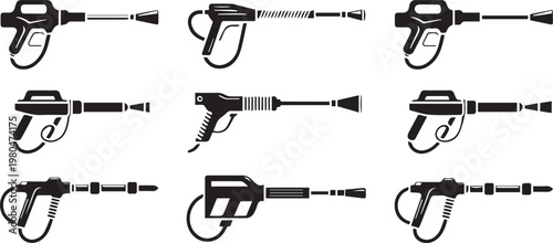pressure washer cleaning gun icon pack vector nine spray lance