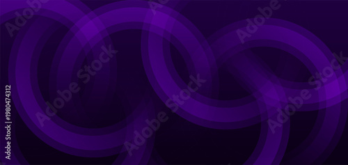 Vibrant purple rings float in a dark space with abstract motion