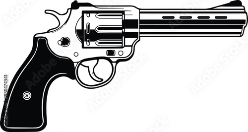 revolver minimalist outline illustration pistol mechanism parts guide