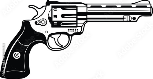 revolver schematic diagram cylinder barrel grip hammer trigger vector