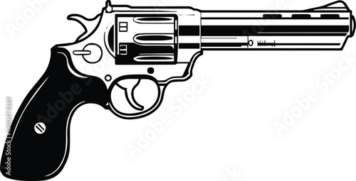 revolver detailed line art blueprint firearm component assembly drawing