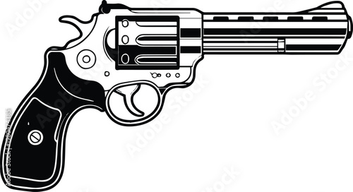 revolver technical vector illustration schematic handgun parts diagram