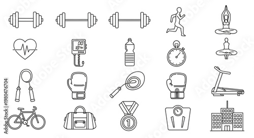 Fitness and Exercise Equipment Collection - A Comprehensive Lineup of Workout Essentials.