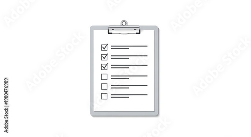A clipboard with a checklist on a plain white background