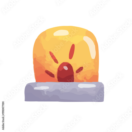 Siren vector illustration, hand drawn watercolor painting style, alarm siren, flashing siren light emergency alert, fire alarm or police siren vector