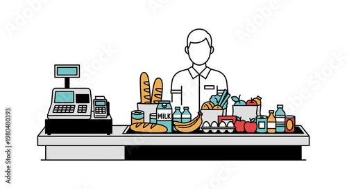 Man working at grocery store counter.