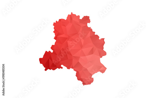 NEW Delhi Map - Polygon Style Vector Illustration in Red Gradient, Low Poly Geometric Design, Isolated on White Background, Perfect for Infographics, Reports, and Educational Materials.