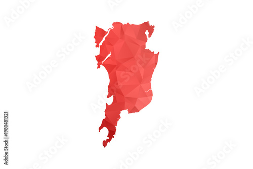 Mumbai Map - Polygon Style Vector Illustration in Red Gradient, Low Poly Geometric Design, Isolated on White Background, Perfect for Infographics, Reports, and Educational Materials.