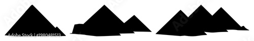 Pyramids set with solid black icon on white background featuring ancient Egypt, landmark, icon with minimalist and line art