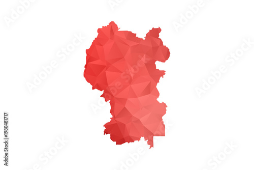 Kuala Lumpur Map - Polygon Style Vector Illustration in Red Gradient, Low Poly Geometric Design, Isolated on White Background, Perfect for Infographics, Reports, and Educational Materials.
