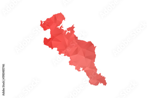 Kyoto Map - Polygon Style Vector Illustration in Red Gradient, Low Poly Geometric Design, Isolated on White Background, Perfect for Infographics, Reports, and Educational Materials.