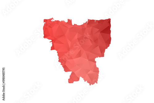 Jakarta Map - Polygon Style Vector Illustration in Red Gradient, Low Poly Geometric Design, Isolated on White Background, Perfect for Infographics, Reports, and Educational Materials.