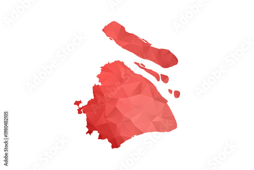 Shanghai Map - Polygon Style Vector Illustration in Red Gradient, Low Poly Geometric Design, Isolated on White Background, Perfect for Infographics, Reports, and Educational Materials.