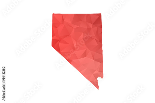 Nevada Map - Polygon Style Vector Illustration in Red Gradient, Low Poly Geometric Design, Isolated on White Background, Perfect for Infographics, Reports, and Educational Materials.